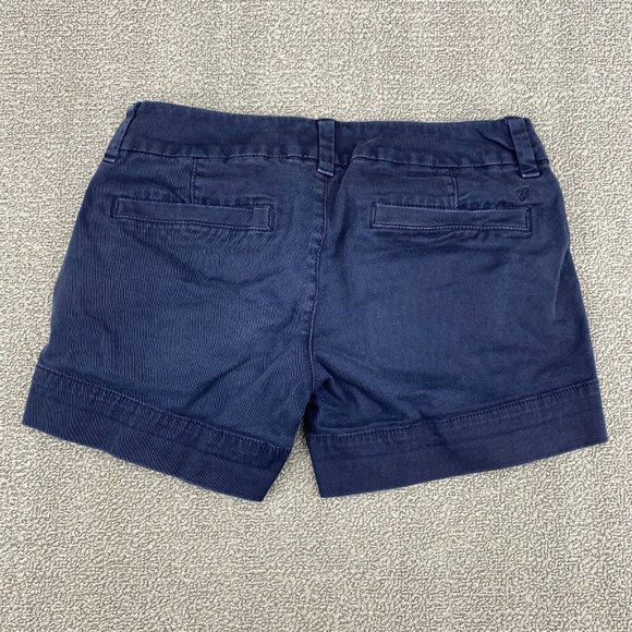 American Eagle Outfitters Midi Twill Short Womens Size 00 Stretch Dark Wash Navy - Picture 6 of 10